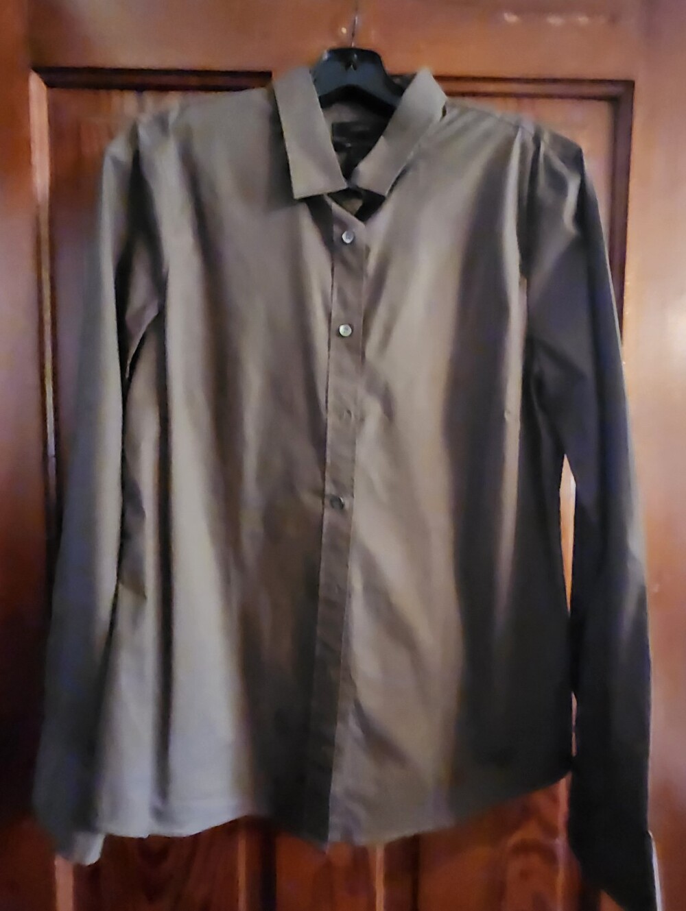 J. Crew Dark Brown Button-Up Shirt The Perfect Stretch